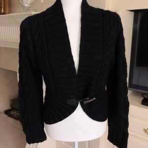 Worth Black Cashmere Wool Cropped Cardigan